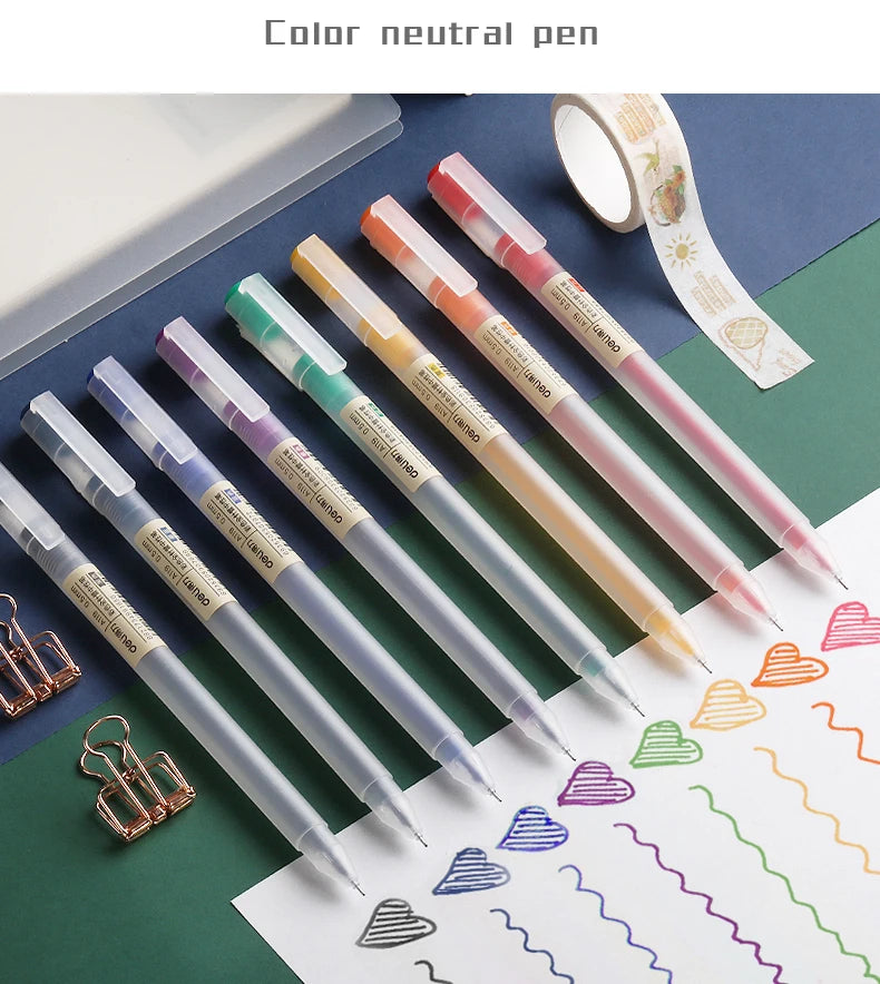 Deli 12Pcs/Set Gel Pen School Pens Set Pen 0.5MM Color Ink Stationery Student SuppliesWater-based Pen Writing Painting Tools