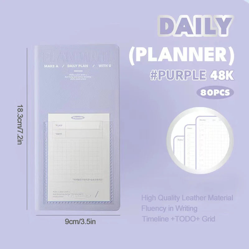 Daily Plan Self Discipline Cardboard Portable Schedule Time Management Task List Notebook Diary Student Office Use