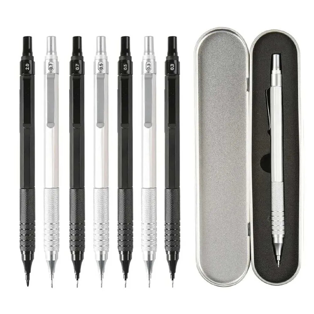 High Quality Metal Mechanical Pencil Set, 0.5 0.7  mm Mechanical Pencil, Suitable for Drawing, Office