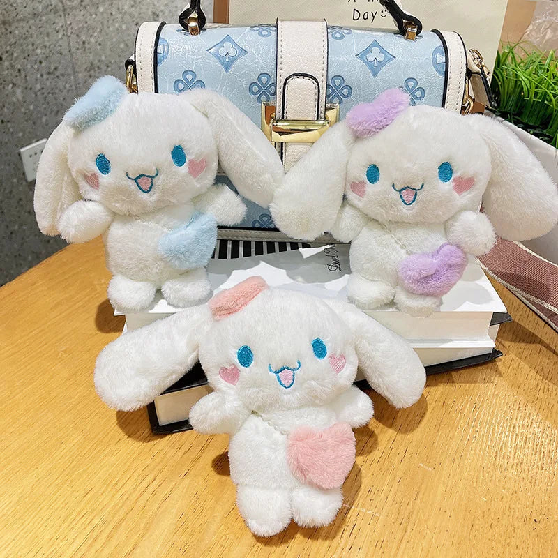 Sanrio Cinnamoroll Plush Doll Keychain Cartoon Soft Stuffed Plushies Key Ring Bag Pendant Girl Gift Kids Toys