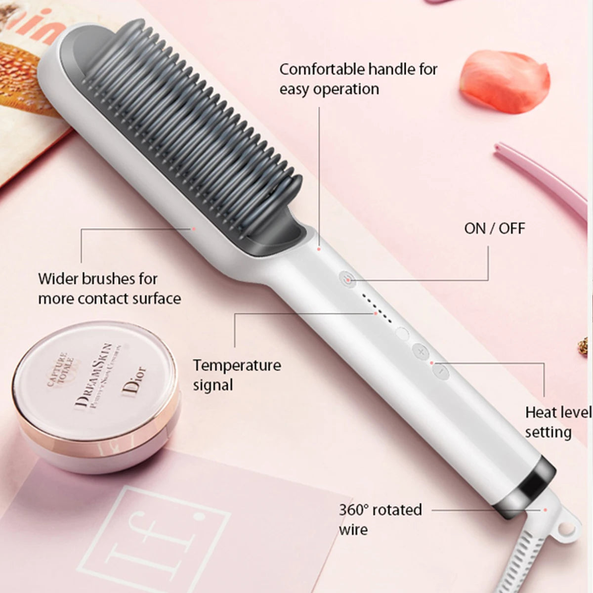 Electric Hot Comb Multifunctional Straight Hair Straightener Comb Negative Ion Anti-Scalding Styling Tool Straightening Brush