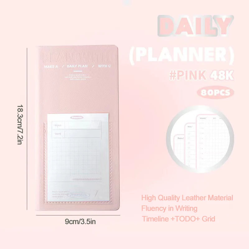 Daily Plan Self Discipline Cardboard Portable Schedule Time Management Task List Notebook Diary Student Office Use