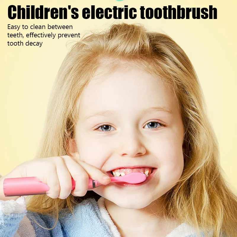 Children's Sonic Electric Toothbrush Colorful Cartoon Kids IPX7 Waterproof Ultrasonic Rechargeable Soft Hair Cleaning Brush