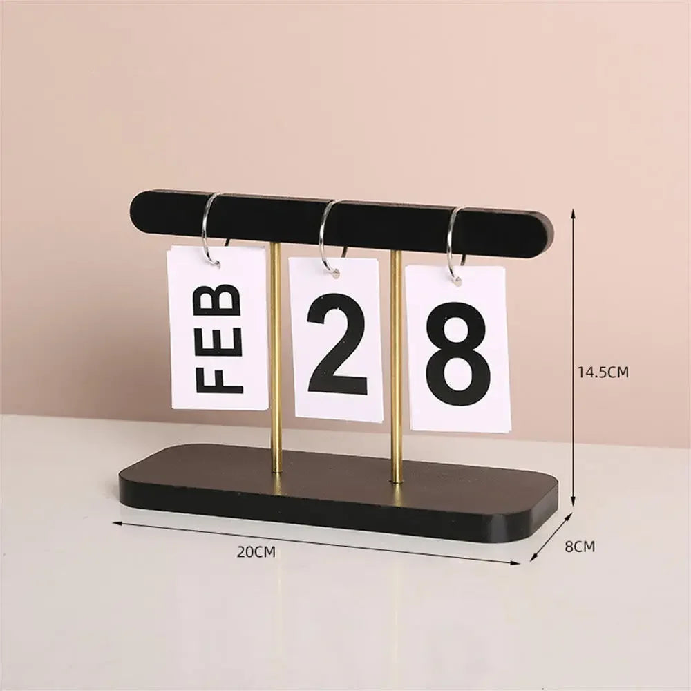 Modern Wooden Perpetual Calendar Flip Month Date Display Desktop Schedule Agenda Planner Home Decoration Office Ornament New