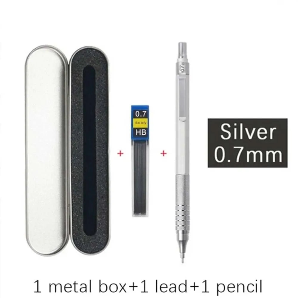 High Quality Metal Mechanical Pencil Set, 0.5 0.7  mm Mechanical Pencil, Suitable for Drawing, Office