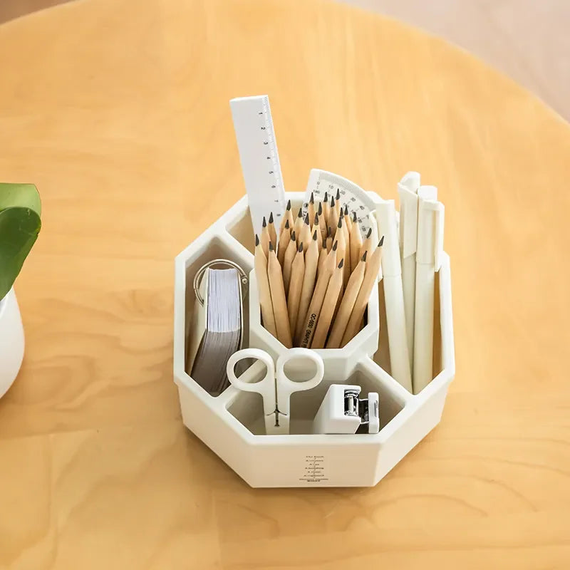 360 Rotating Pen Holder Desk Stationery Organizer Stand Large Capacity Pencil Storage Box Desktop Pencil Holder Makeup Storage