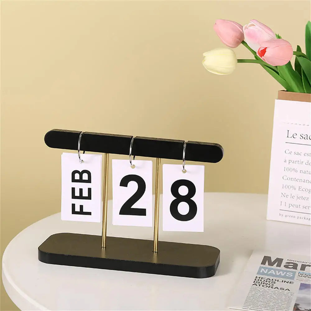 Modern Wooden Perpetual Calendar Flip Month Date Display Desktop Schedule Agenda Planner Home Decoration Office Ornament New