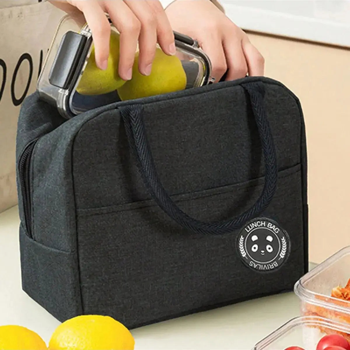 1pc- insulated lunch box bag thickened student portable lunch bag