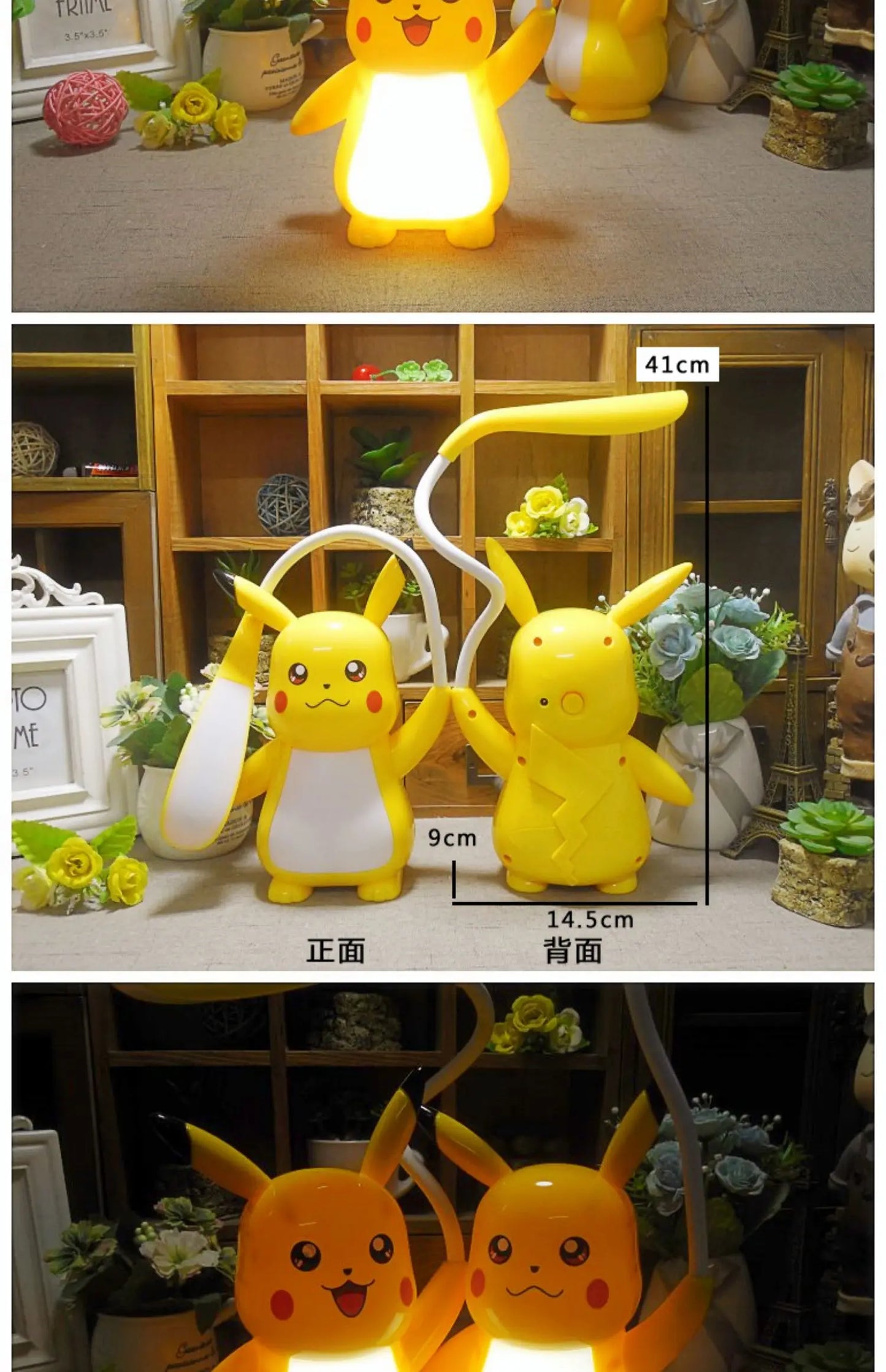 New Genuine Pokemon Pikachu Desk Lamp 3 Gears Adjustable Light USB Charging LED Eye Protection Night Light Kids Study Supplies