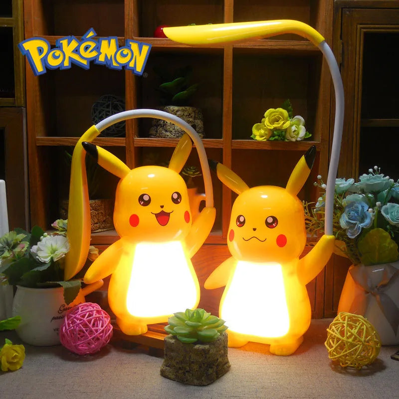 New Genuine Pokemon Pikachu Desk Lamp 3 Gears Adjustable Light USB Charging LED Eye Protection Night Light Kids Study Supplies