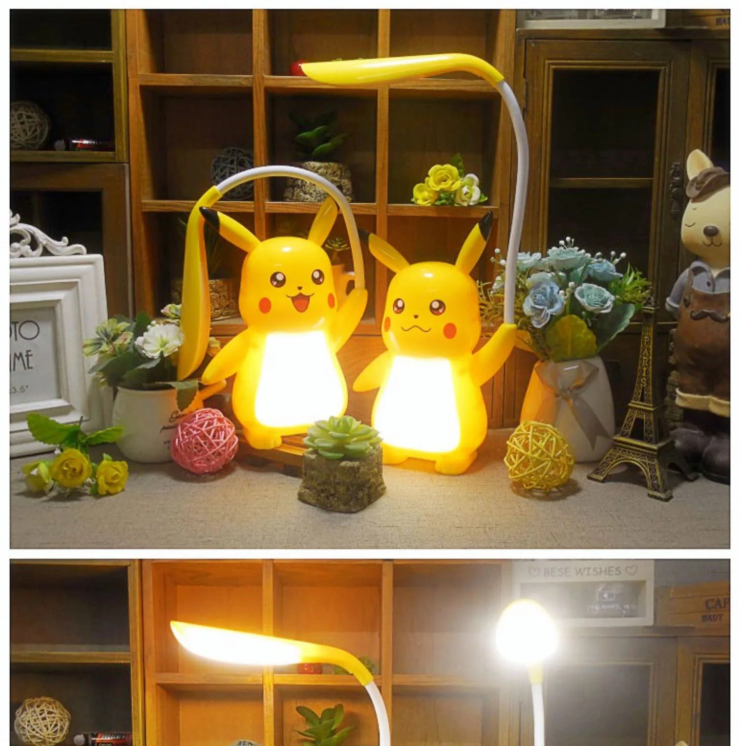 New Genuine Pokemon Pikachu Desk Lamp 3 Gears Adjustable Light USB Charging LED Eye Protection Night Light Kids Study Supplies