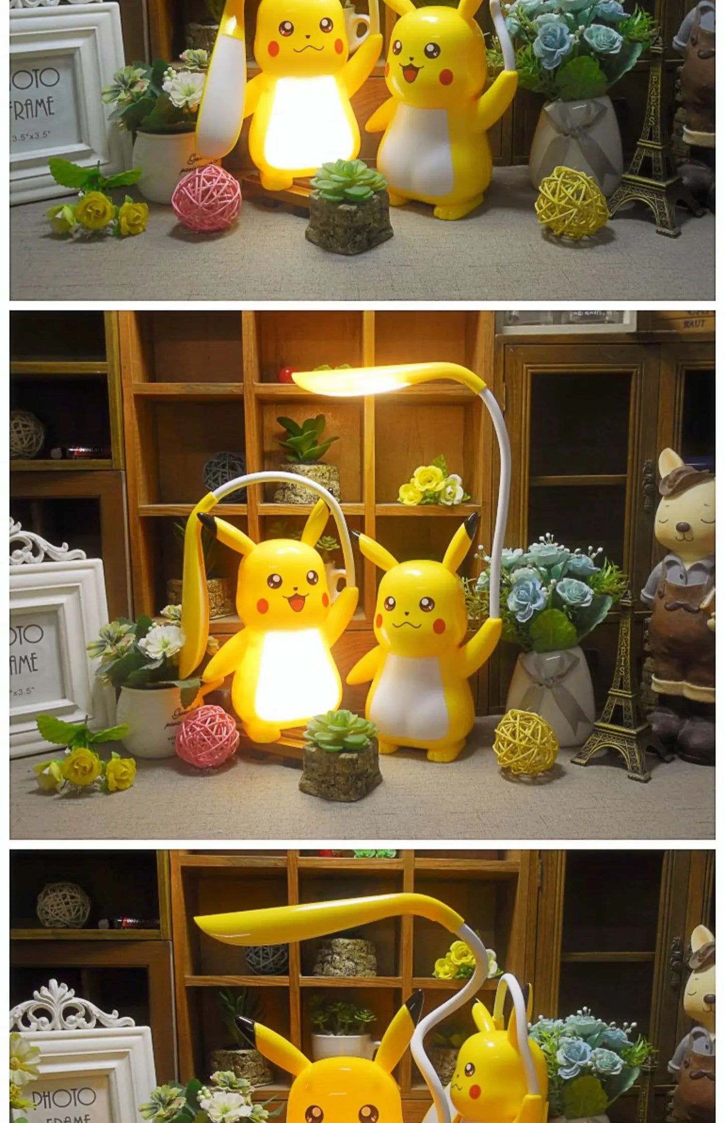 New Genuine Pokemon Pikachu Desk Lamp 3 Gears Adjustable Light USB Charging LED Eye Protection Night Light Kids Study Supplies