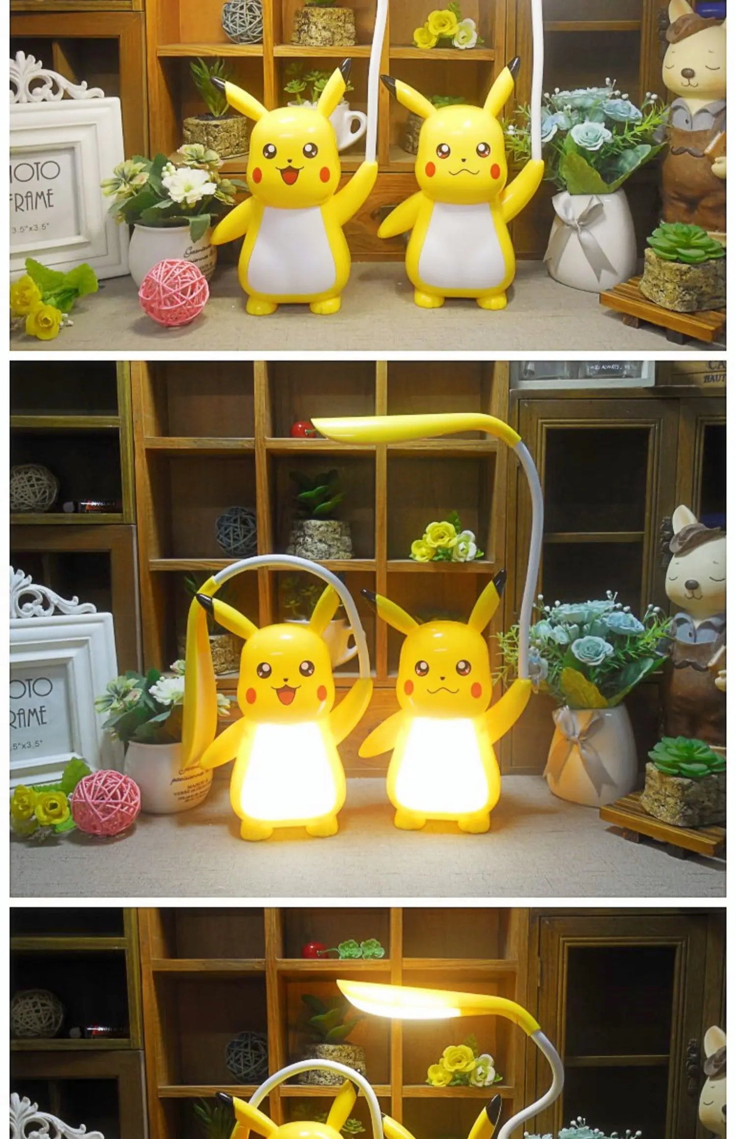 New Genuine Pokemon Pikachu Desk Lamp 3 Gears Adjustable Light USB Charging LED Eye Protection Night Light Kids Study Supplies